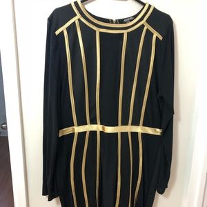 Gold and black mesh body con dress